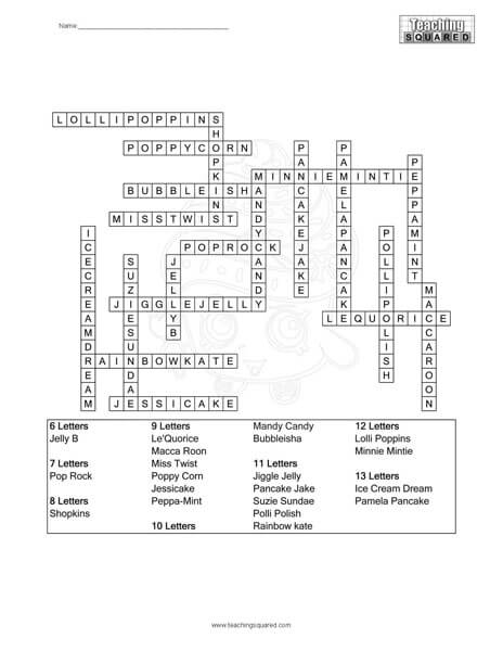 Shopkins Word Square Puzzle