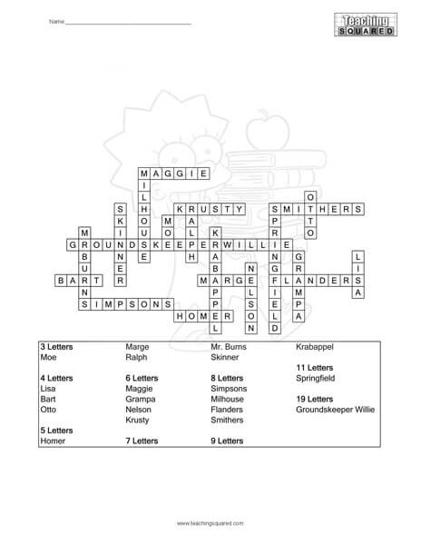 The Simpsons Word Square Puzzle