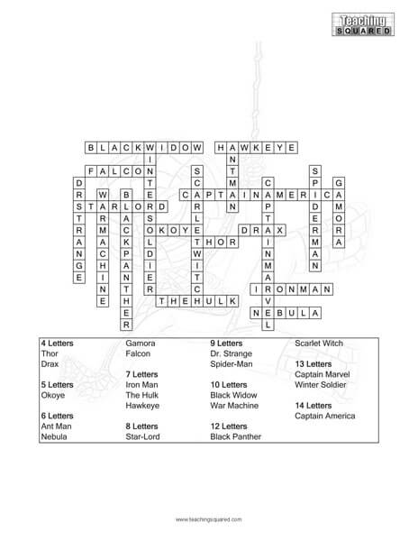 Superheroes Word Square Puzzle