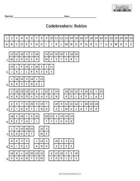 Roblox Decoding Worksheet