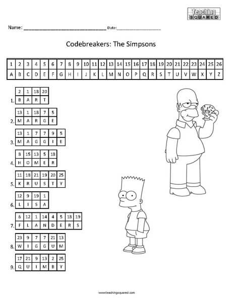 Simpsons Decoding Worksheet