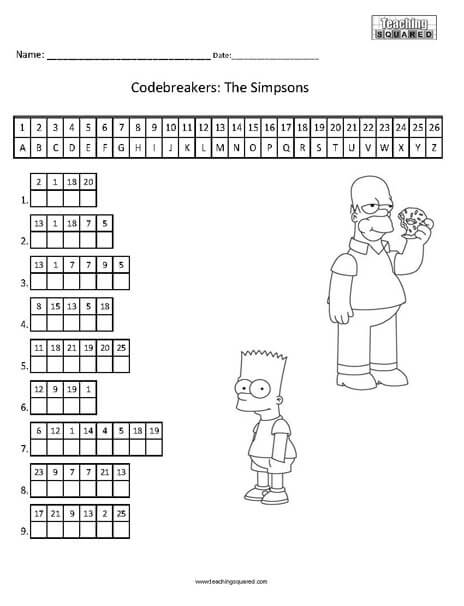 Simpsons Decoding Worksheet top fun activity