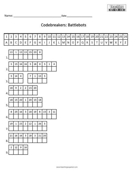 Battlebots Decoding Worksheet top fun activity