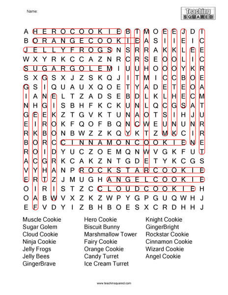 Cookie Run Word Search Page
