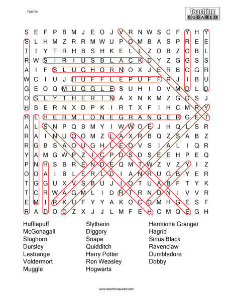 Harry Potter Word Search Page
