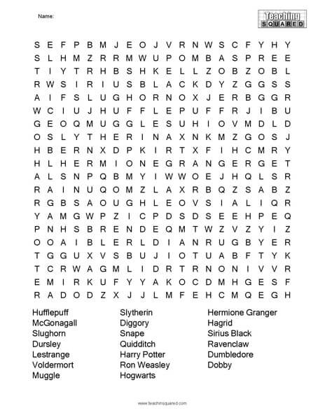 Harry Potter Word Search Puzzle
