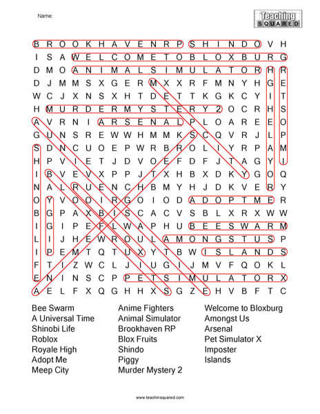 Roblox Word Search Page