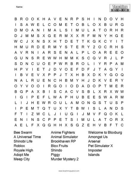 Roblox Word Search Page