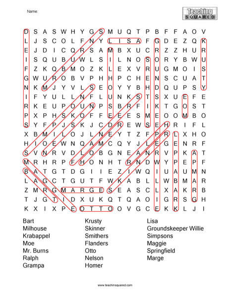 The Simpsons Word Search Page