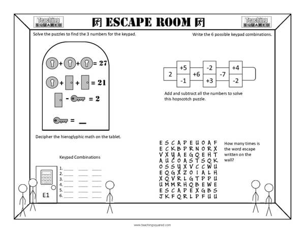 Teaching Squared|Escape the Room Worksheets