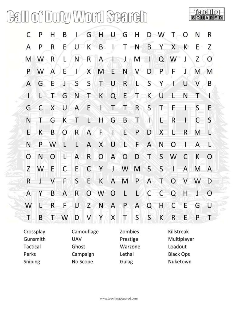 Teaching Squared | Call of Duty 2 Word Search