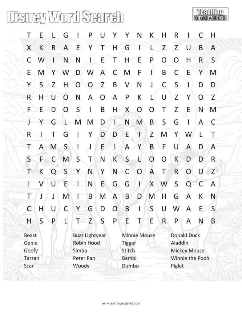 Teaching Squared|Character Word Searches