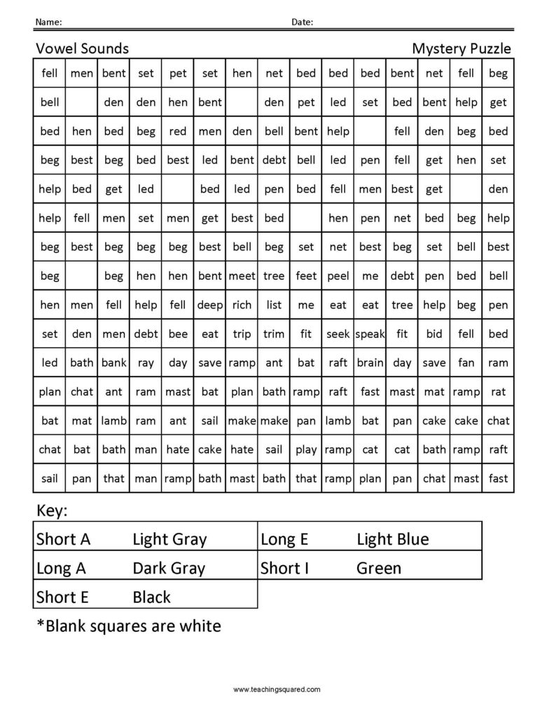Teaching Squared | Planetary Vowel Sound Worksheets